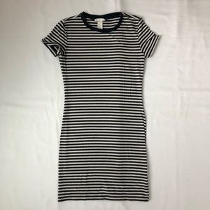 Navy and Cream Striped Fitted Dress